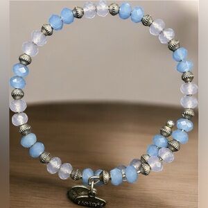 Alex And Ani Blue and White Beaded Bangle Bracelet Sentiment Wrap